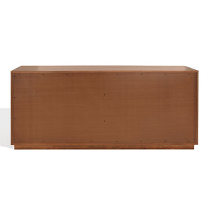 Safavieh PATTY 6-Drawer Dresser - Sculptural Contemporary Design with Spacious Storage for Modern Bedrooms Walnut SFV7206B