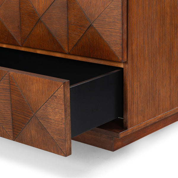 Safavieh PATTY 6-Drawer Dresser - Sculptural Contemporary Design with Spacious Storage for Modern Bedrooms Walnut SFV7206B