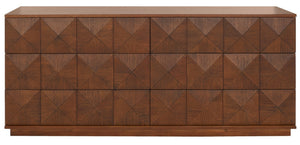 Safavieh PATTY 6-Drawer Dresser - Sculptural Contemporary Design with Spacious Storage for Modern Bedrooms Walnut SFV7206B