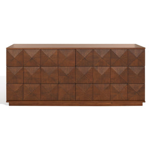Safavieh PATTY 6-Drawer Dresser - Sculptural Contemporary Design with Spacious Storage for Modern Bedrooms Walnut SFV7206B