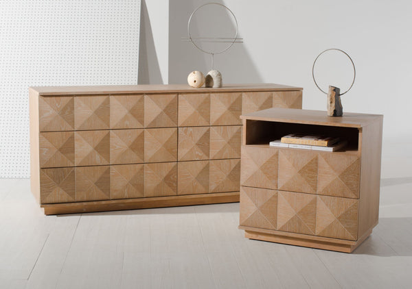 Safavieh PATTY 6-Drawer Dresser - Sculptural Contemporary Design with Spacious Storage for Modern Bedrooms Natural SFV7206C