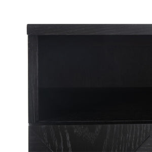 Safavieh PATTY 2 Drawer Nightstand for Smart Storage with Natural Wood Finish and Modern Design Appeal Black SFV7207A