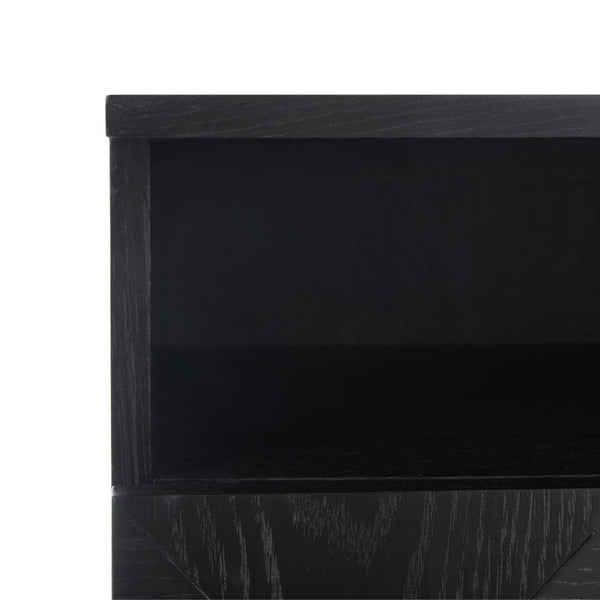 Safavieh PATTY 2 Drawer Nightstand for Smart Storage with Natural Wood Finish and Modern Design Appeal Black SFV7207A