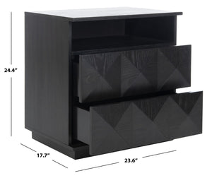 Safavieh PATTY 2 Drawer Nightstand for Smart Storage with Natural Wood Finish and Modern Design Appeal Black SFV7207A