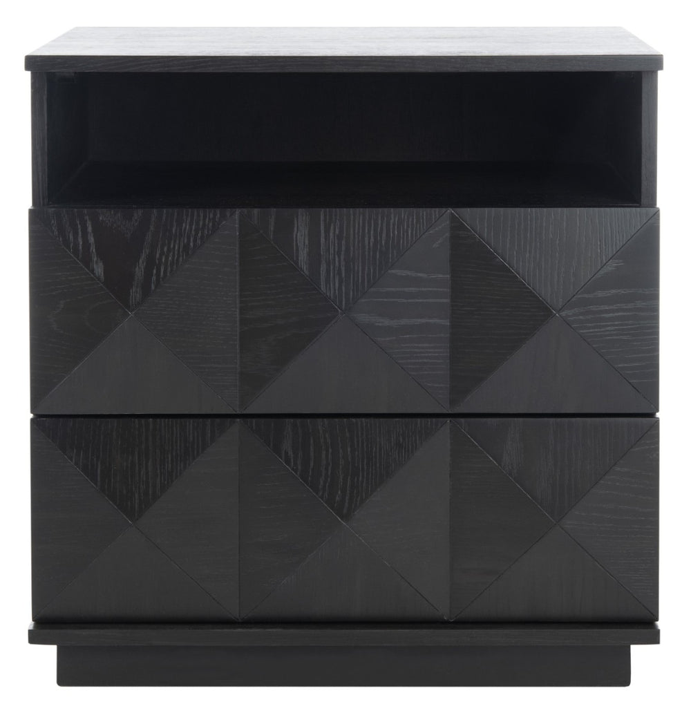 Safavieh PATTY 2 Drawer Nightstand for Smart Storage with Natural Wood Finish and Modern Design Appeal Black SFV7207A