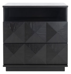 Safavieh PATTY 2 Drawer Nightstand for Smart Storage with Natural Wood Finish and Modern Design Appeal Black SFV7207A