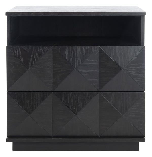 Safavieh PATTY 2 Drawer Nightstand for Smart Storage with Natural Wood Finish and Modern Design Appeal Black SFV7207A