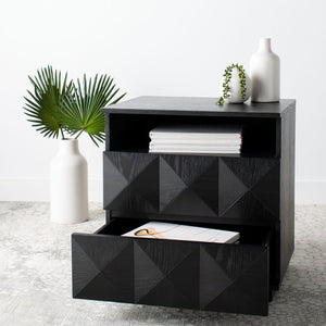 Safavieh PATTY 2 Drawer Nightstand for Smart Storage with Natural Wood Finish and Modern Design Appeal Black SFV7207A