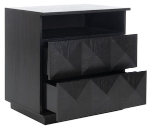 Safavieh PATTY 2 Drawer Nightstand for Smart Storage with Natural Wood Finish and Modern Design Appeal Black SFV7207A