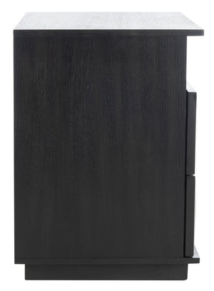 Safavieh PATTY 2 Drawer Nightstand for Smart Storage with Natural Wood Finish and Modern Design Appeal Black SFV7207A