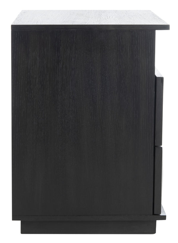Safavieh PATTY 2 Drawer Nightstand for Smart Storage with Natural Wood Finish and Modern Design Appeal Black SFV7207A