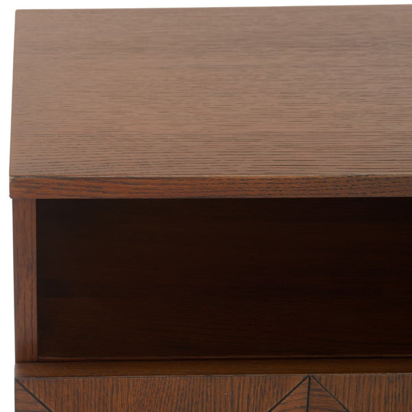 Safavieh PATTY 2 Drawer Nightstand for Smart Storage with Natural Wood Finish and Modern Design Appeal Walnut SFV7207B