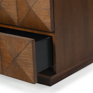 Safavieh PATTY 2 Drawer Nightstand for Smart Storage with Natural Wood Finish and Modern Design Appeal Walnut SFV7207B