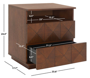 Safavieh PATTY 2 Drawer Nightstand for Smart Storage with Natural Wood Finish and Modern Design Appeal Walnut SFV7207B