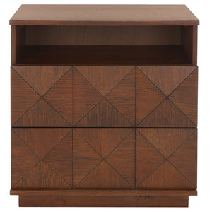 Safavieh PATTY 2 Drawer Nightstand for Smart Storage with Natural Wood Finish and Modern Design Appeal Walnut SFV7207B