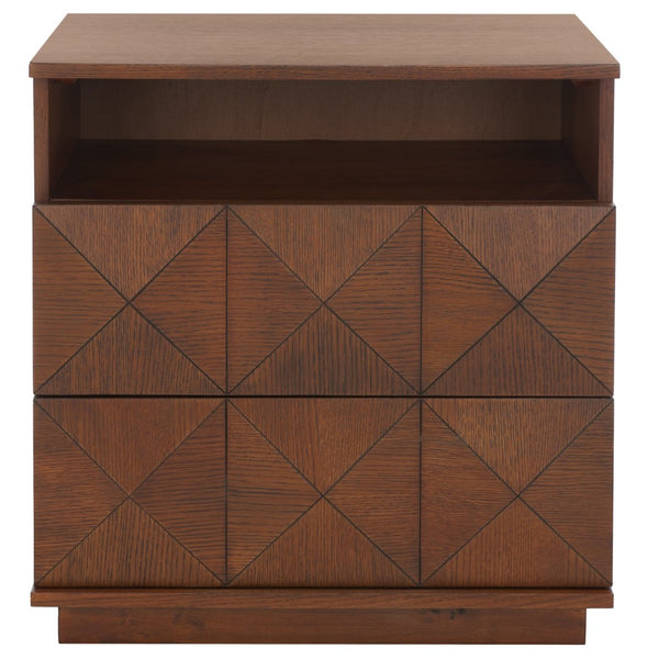 Safavieh PATTY 2 Drawer Nightstand for Smart Storage with Natural Wood Finish and Modern Design Appeal Walnut SFV7207B