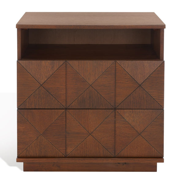 Safavieh PATTY 2 Drawer Nightstand for Smart Storage with Natural Wood Finish and Modern Design Appeal Walnut SFV7207B