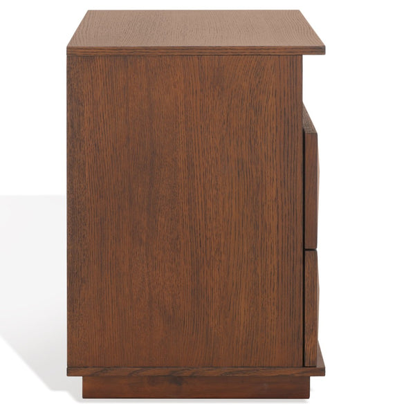 Safavieh PATTY 2 Drawer Nightstand for Smart Storage with Natural Wood Finish and Modern Design Appeal Walnut SFV7207B