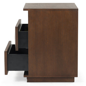 Safavieh PATTY 2 Drawer Nightstand for Smart Storage with Natural Wood Finish and Modern Design Appeal Walnut SFV7207B