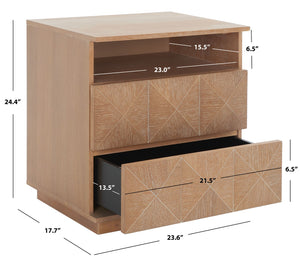 Safavieh Patty 2 Drawer Nightstand XII23 Natural Wood SFV7207C