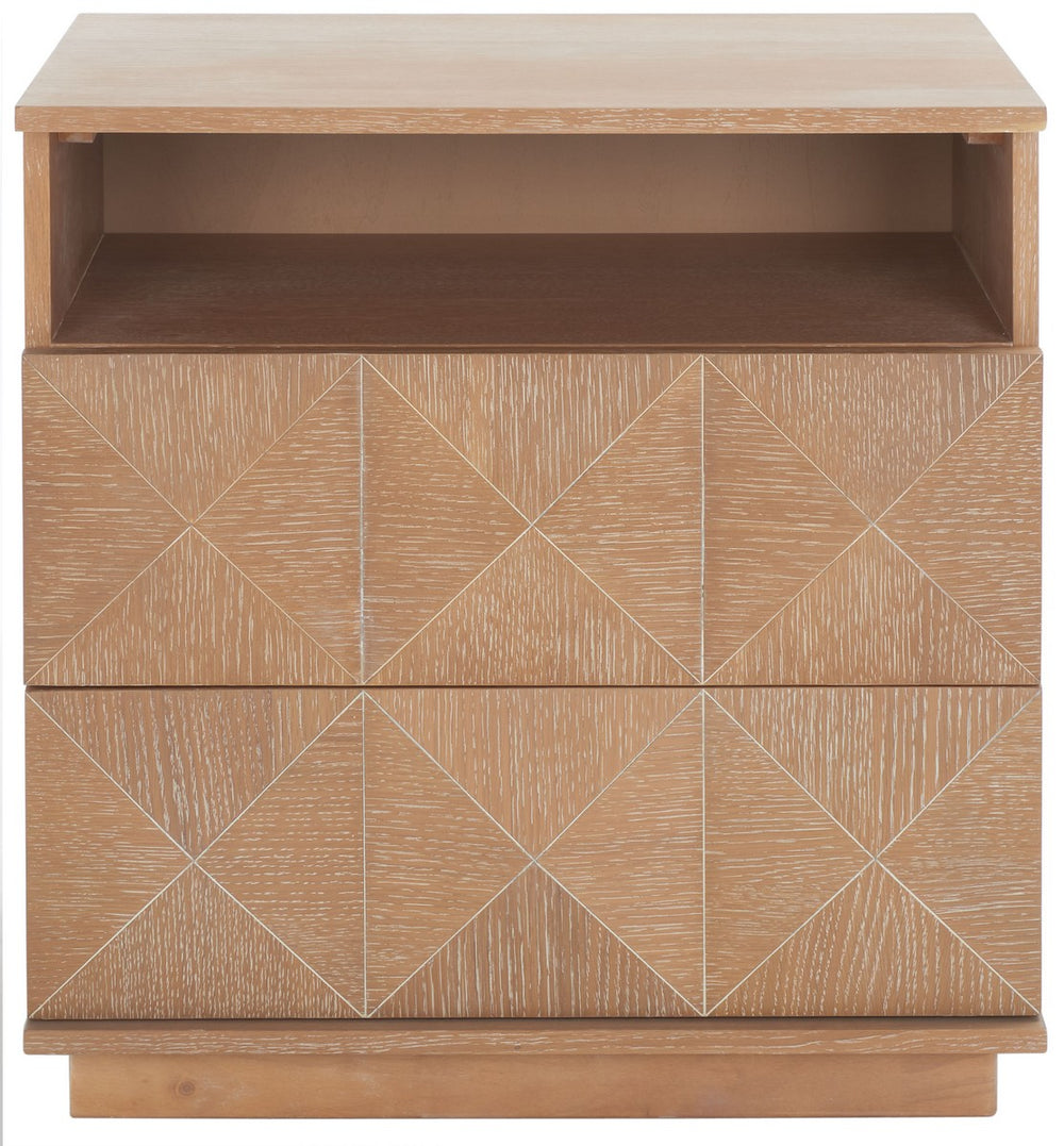 Safavieh Patty 2 Drawer Nightstand XII23 Natural Wood SFV7207C