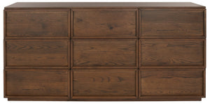 Safavieh ZEUS Nine-Drawer Dresser - Timeless Acacia-Inspired Design for Organized Bedroom Elegance Medium Oak SFV7224A