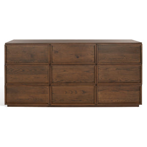 Safavieh ZEUS Nine-Drawer Dresser - Timeless Acacia-Inspired Design for Organized Bedroom Elegance Medium Oak SFV7224A