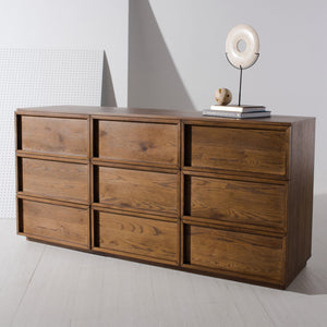 Safavieh Zeus 9 Drawer Dresser Medium Oak SFV7224A