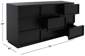 Safavieh ZEUS Nine-Drawer Dresser - Timeless Acacia-Inspired Design for Organized Bedroom Elegance Black SFV7224B