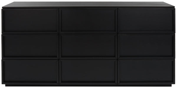 Safavieh ZEUS Nine-Drawer Dresser - Timeless Acacia-Inspired Design for Organized Bedroom Elegance Black SFV7224B