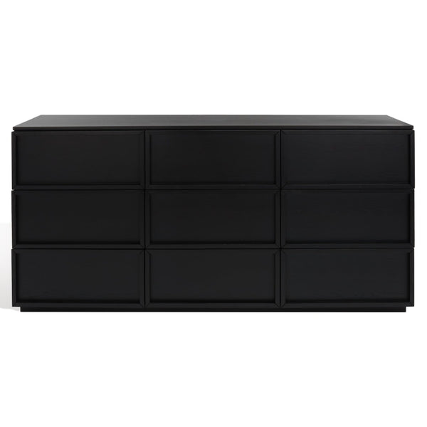 Safavieh ZEUS Nine-Drawer Dresser - Timeless Acacia-Inspired Design for Organized Bedroom Elegance Black SFV7224B