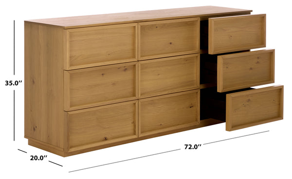 Zeus Nine-Drawer Dresser With Lively Acacia Grain Finish, Durable Construction, Generous Storage (97)