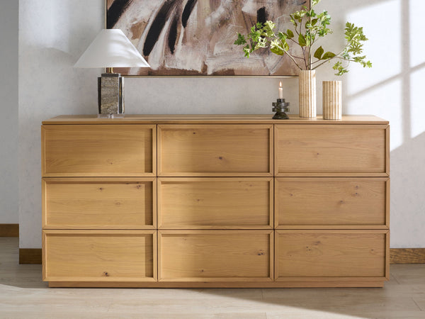 Zeus Nine-Drawer Dresser With Lively Acacia Grain Finish, Durable Construction, Generous Storage (97)