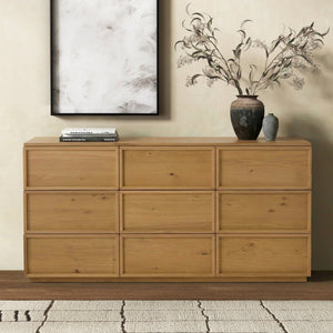 Zeus Nine-Drawer Dresser With Lively Acacia Grain Finish, Durable Construction, Generous Storage (97)