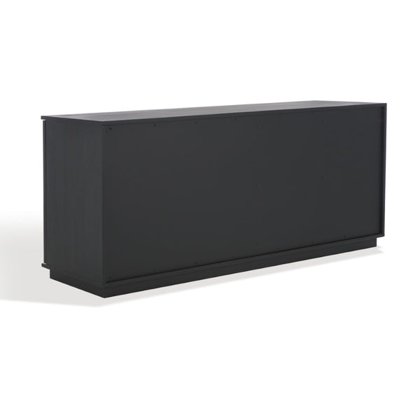 Safavieh PATTY 4-Door Sideboard - Modern Black Oak Storage Unit with Sculptural Diamond Relief Design SFV7225A