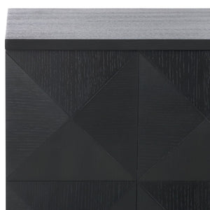 Safavieh PATTY 4-Door Sideboard - Modern Black Oak Storage Unit with Sculptural Diamond Relief Design SFV7225A
