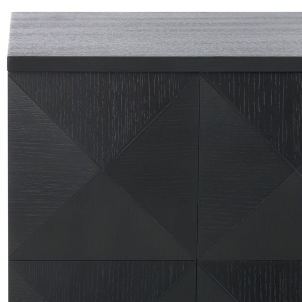 Safavieh PATTY 4-Door Sideboard - Modern Black Oak Storage Unit with Sculptural Diamond Relief Design SFV7225A