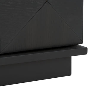 Safavieh PATTY 4-Door Sideboard - Modern Black Oak Storage Unit with Sculptural Diamond Relief Design SFV7225A