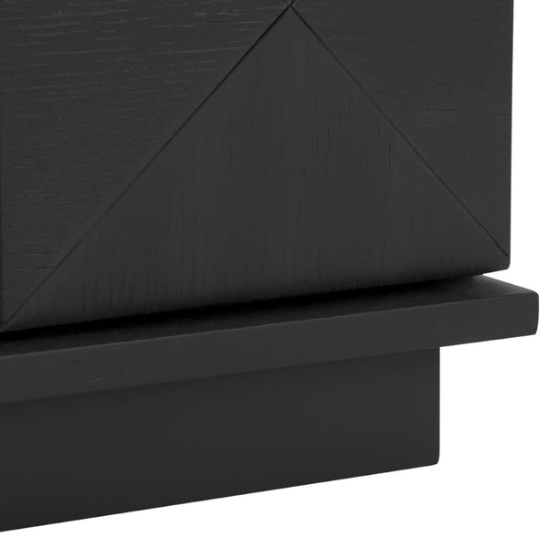 Safavieh PATTY 4-Door Sideboard - Modern Black Oak Storage Unit with Sculptural Diamond Relief Design SFV7225A