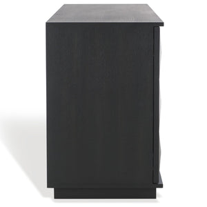 Safavieh PATTY 4-Door Sideboard - Modern Black Oak Storage Unit with Sculptural Diamond Relief Design SFV7225A
