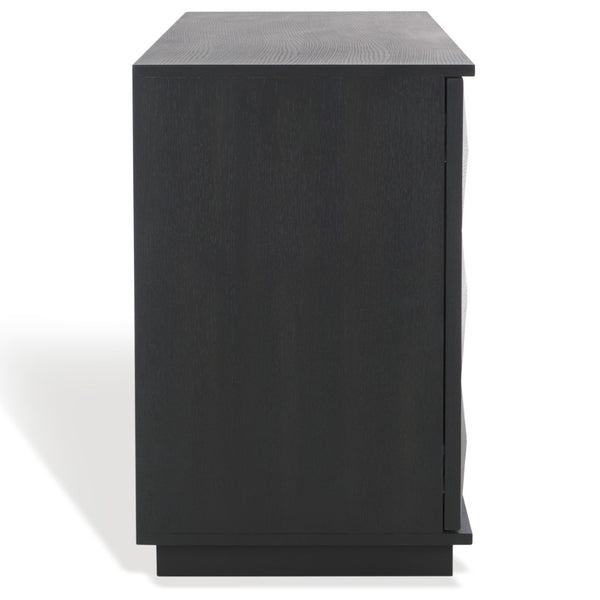 Safavieh PATTY 4-Door Sideboard - Modern Black Oak Storage Unit with Sculptural Diamond Relief Design SFV7225A