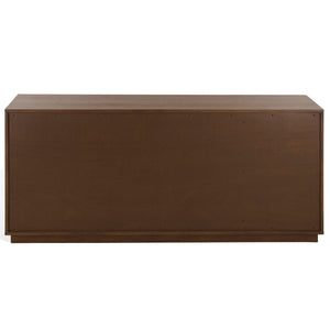 Patty Sculptural 4-Door Sideboard With Diamond-Relief Facade, Warm Wood Veneer, Spacious Storage