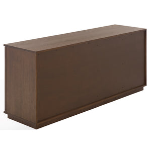 Patty Sculptural 4-Door Sideboard With Diamond-Relief Facade, Warm Wood Veneer, Spacious Storage