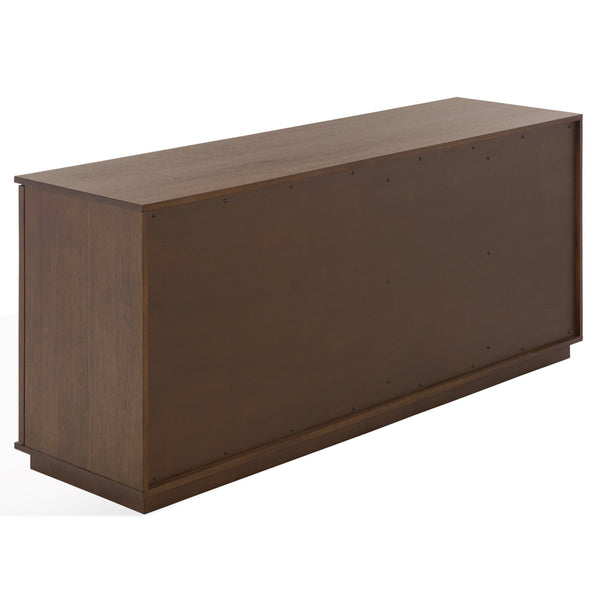 Patty Sculptural 4-Door Sideboard With Diamond-Relief Facade, Warm Wood Veneer, Spacious Storage