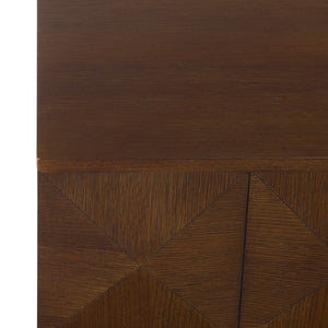 Patty Sculptural 4-Door Sideboard With Diamond-Relief Facade, Warm Wood Veneer, Spacious Storage