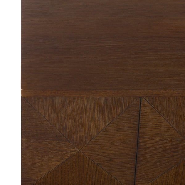 Patty Sculptural 4-Door Sideboard With Diamond-Relief Facade, Warm Wood Veneer, Spacious Storage