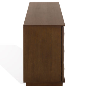 Patty Sculptural 4-Door Sideboard With Diamond-Relief Facade, Warm Wood Veneer, Spacious Storage