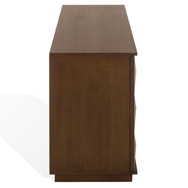 Patty Sculptural 4-Door Sideboard With Diamond-Relief Facade, Warm Wood Veneer, Spacious Storage