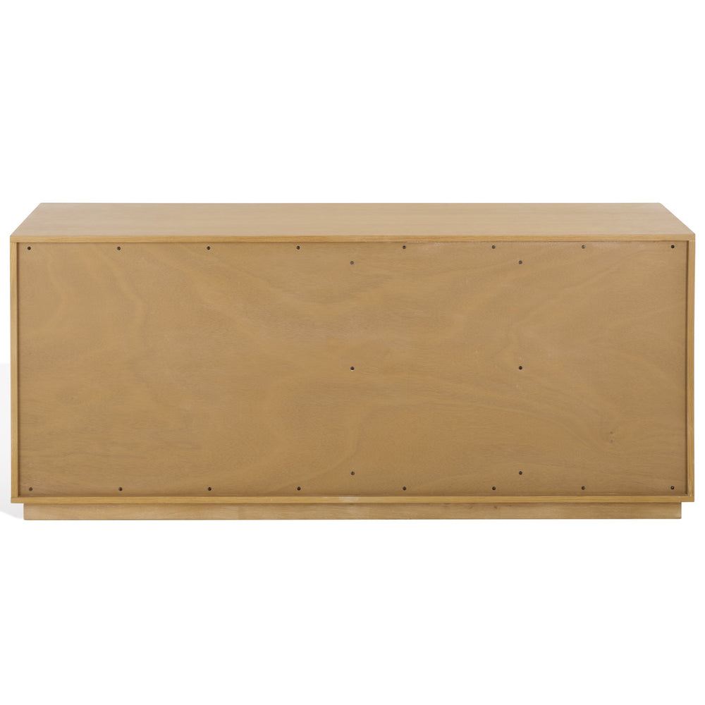Patty Sculptural 4-Door Sideboard With Diamond-Relief Facade, Warm Wood Veneer, Spacious Storage