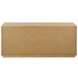 Patty Sculptural 4-Door Sideboard With Diamond-Relief Facade, Warm Wood Veneer, Spacious Storage